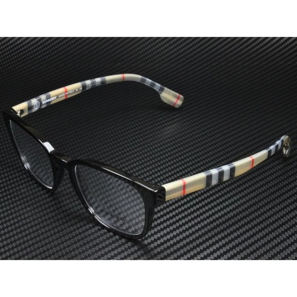 Burberry Black Check Men's 53mm Eyeglasses - Picture 1 of 5